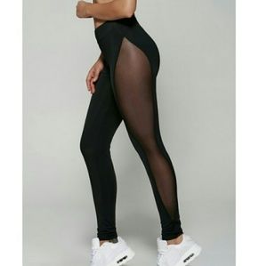 Mesh patchwork see through leggings